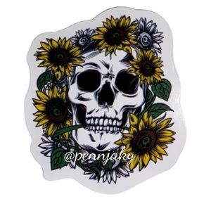 SKULL Sunflower lovers sticker for water bottles laptops cards crafts laptop
